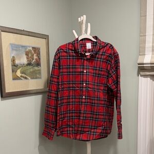 L.L. Bean Red Plaid Casual Button Down Shirt